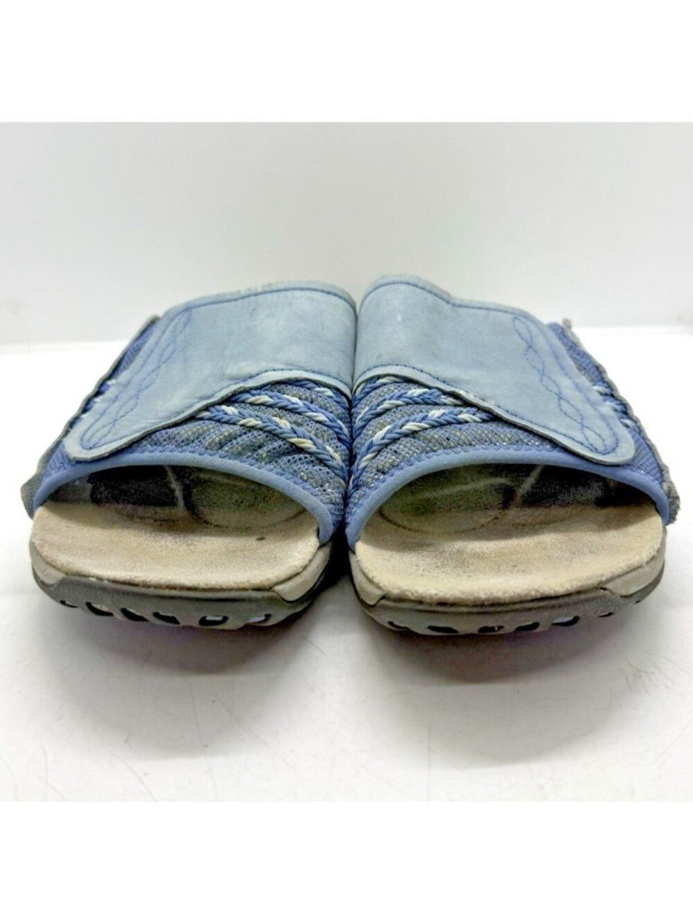 Merrell Lilyfern Washed Denim Blue Leather Slide Sandals Women Sz 9 US J89892 - Picture 2 of 9
